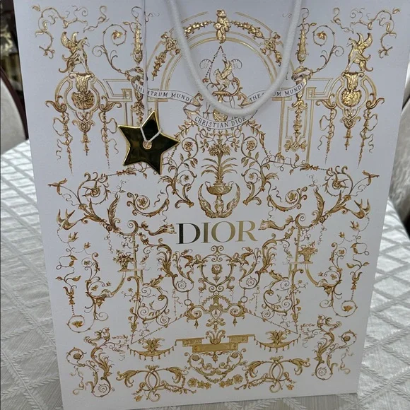 Dior White and Gold Ornate Design Bag